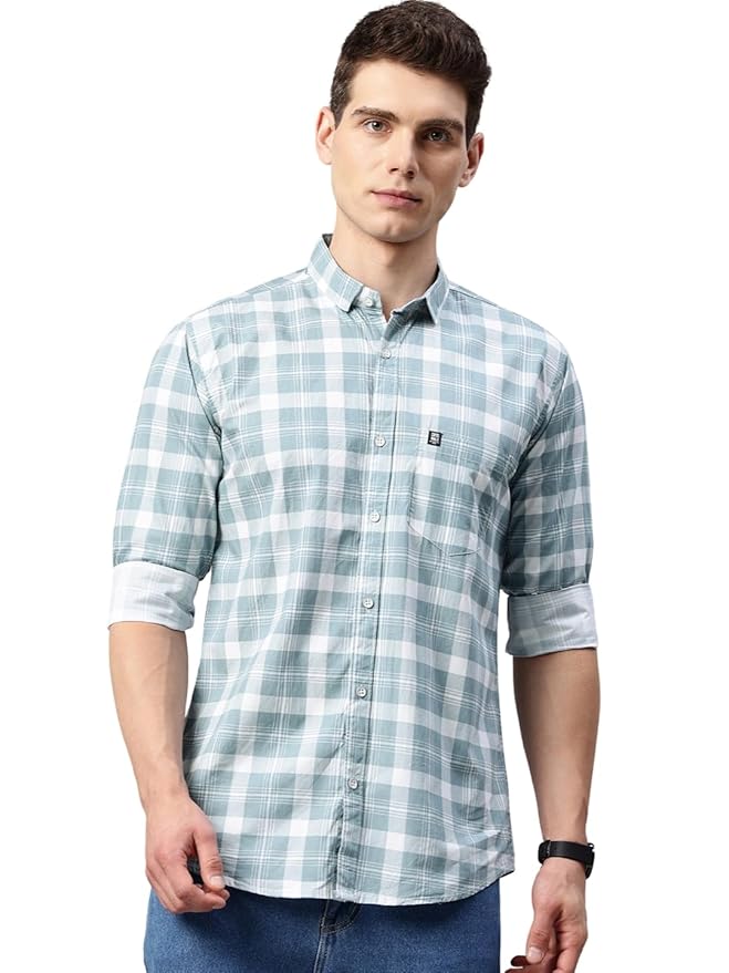 Majestic Man Men Box Checkered Slim Fit Cotton Casual Shirt