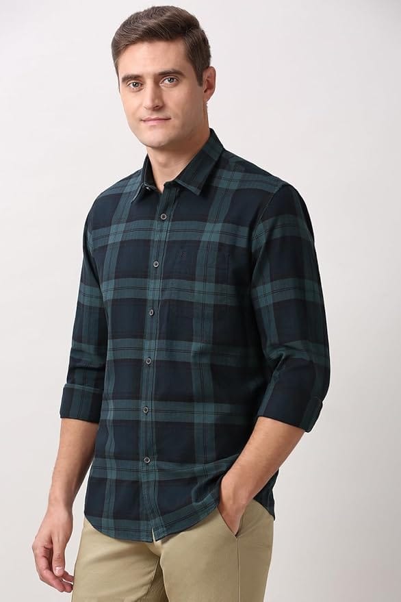 Peter England Men's Checkered Cotton Shirt