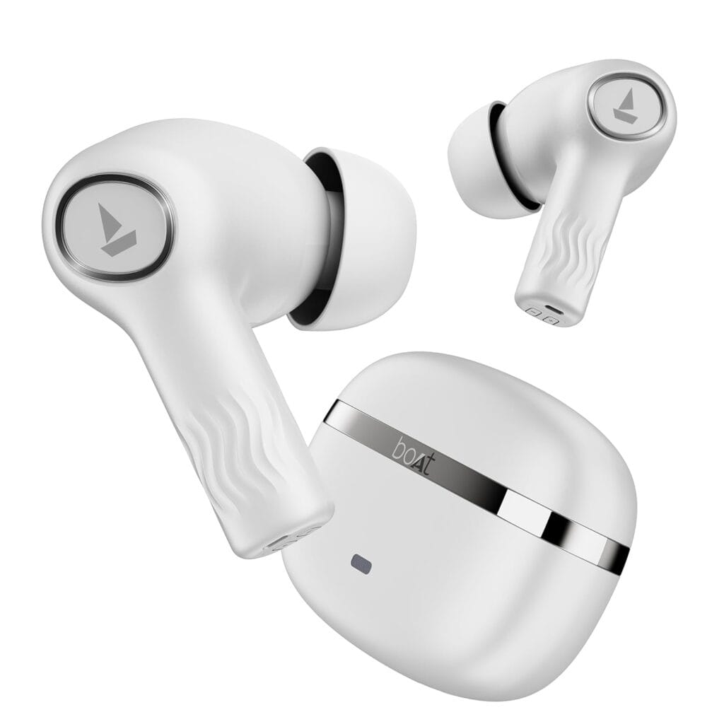 Boat Nirvana Ion, 120HRS Battery, Crystal Bionic Sound w/Dual EQ Modes, 4Mics ENx, App Support, Low Latency, IPX4, v.5.2 Bluetooth TWS in Ear Earbuds Wireless Earphones with mic (Ivory White)