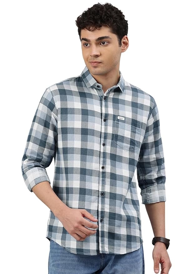 Majestic Man Men Box Checkered Slim Fit Cotton Casual Shirt